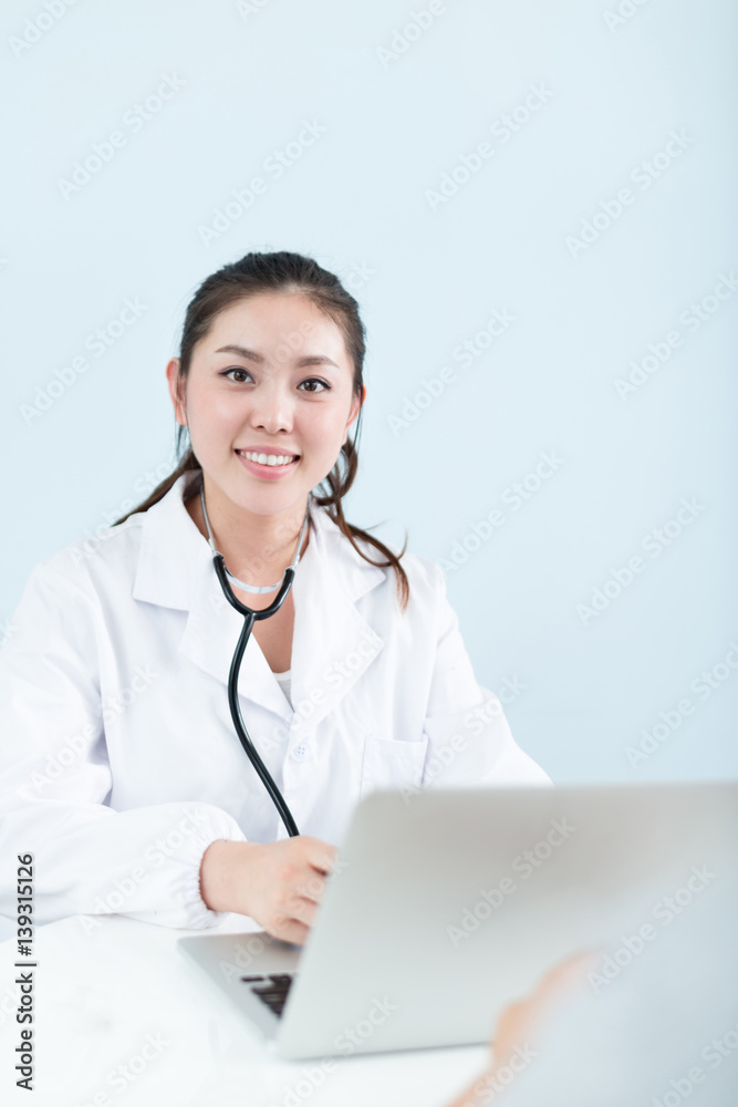 young pretty woman doctor in clinic