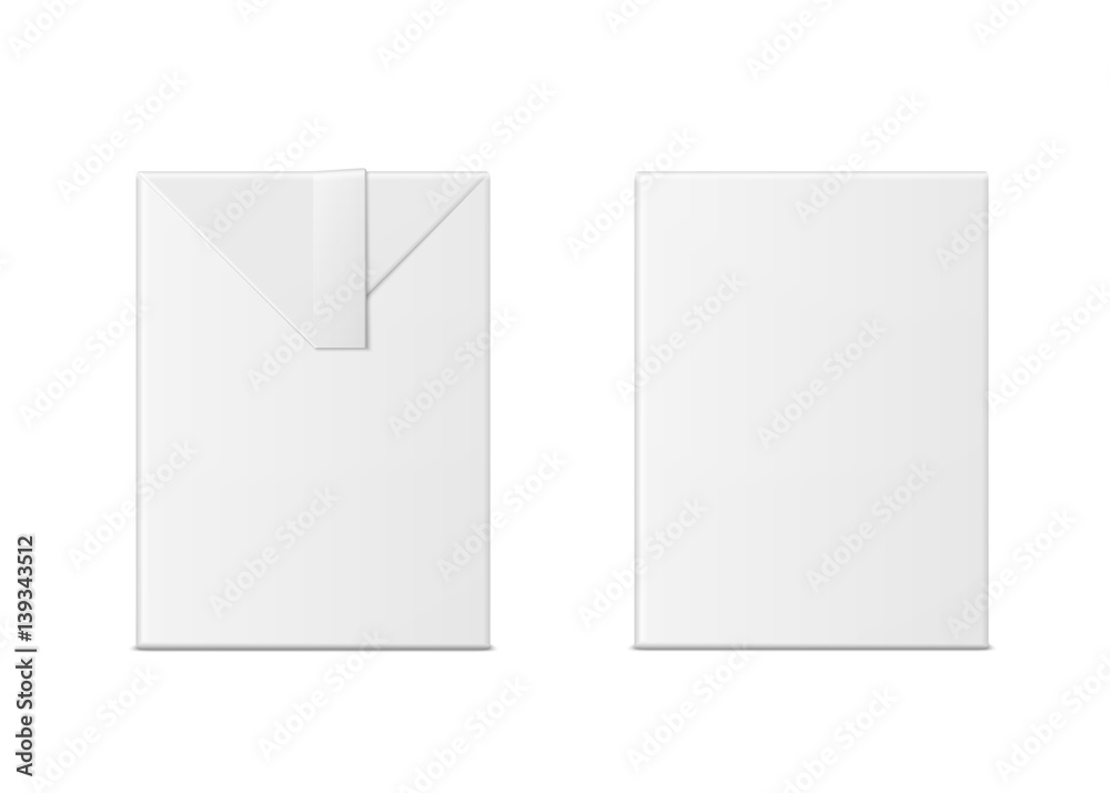 Vector 3d mock up of milk or juice box on white background. Realistic carton half liter package isol