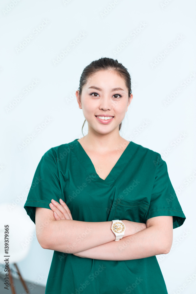 young pretty woman doctor in hospital