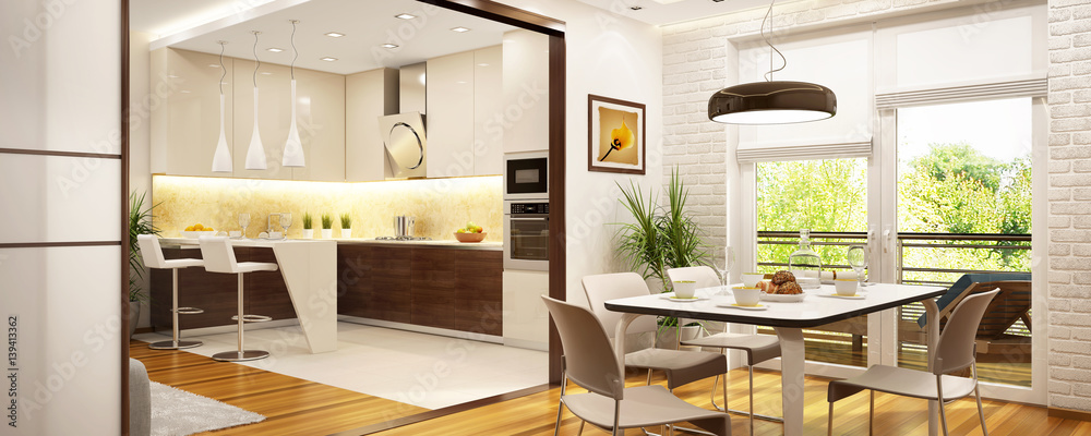 Modern kitchen in a big house