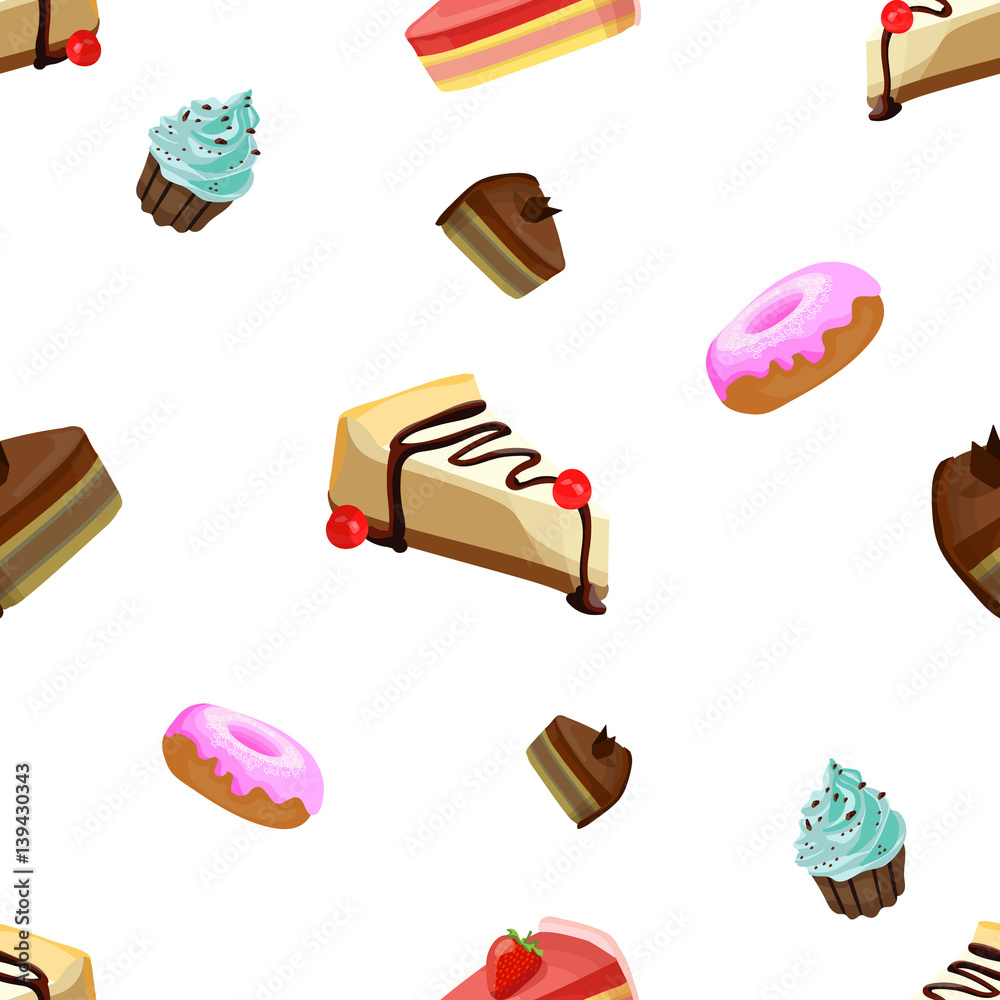 Seamless VECTOR pattern: confectionery on white background