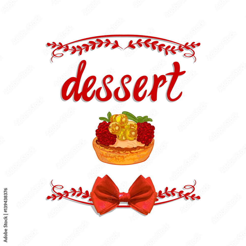 Handwritten VECTOR vignette: delicious cakes with hand drawn cake.