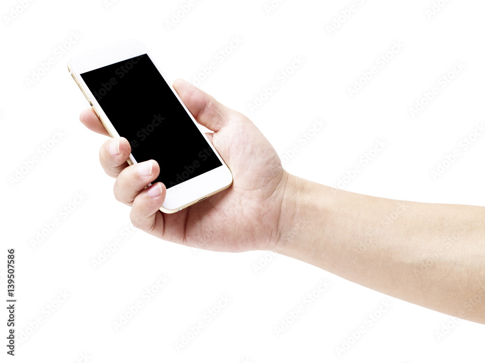 males hand holding a cellphone