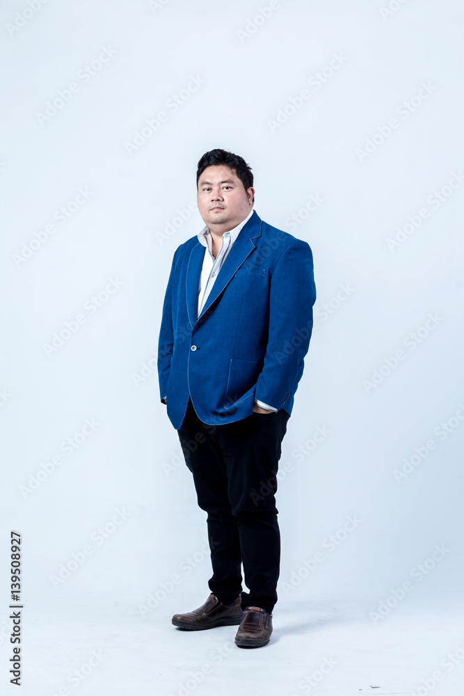 fat asian business man with shirt isolate on white background