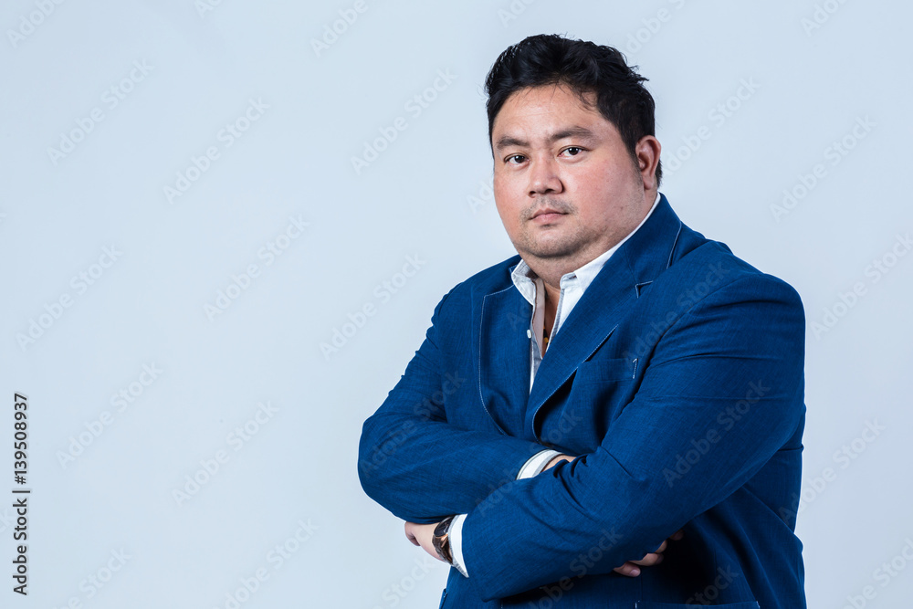 fat asian business man with shirt isolate on white background