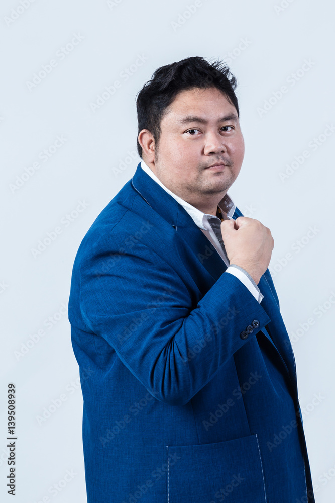 fat asian business man with shirt isolate on white background