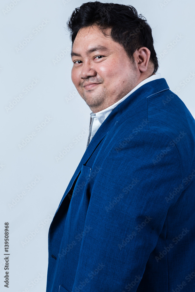 fat asian business man with shirt isolate on white background