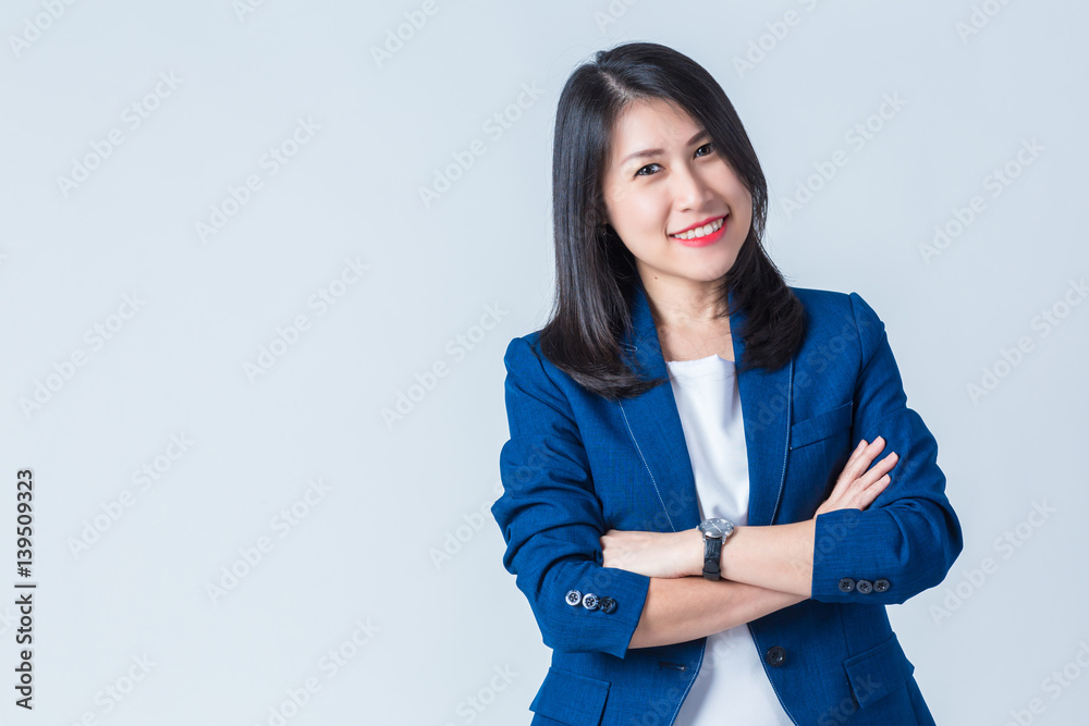 young asian businesswoman on white background