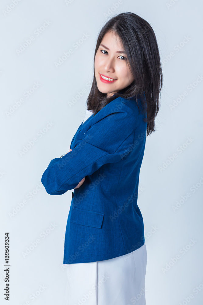 young asian businesswoman on white background