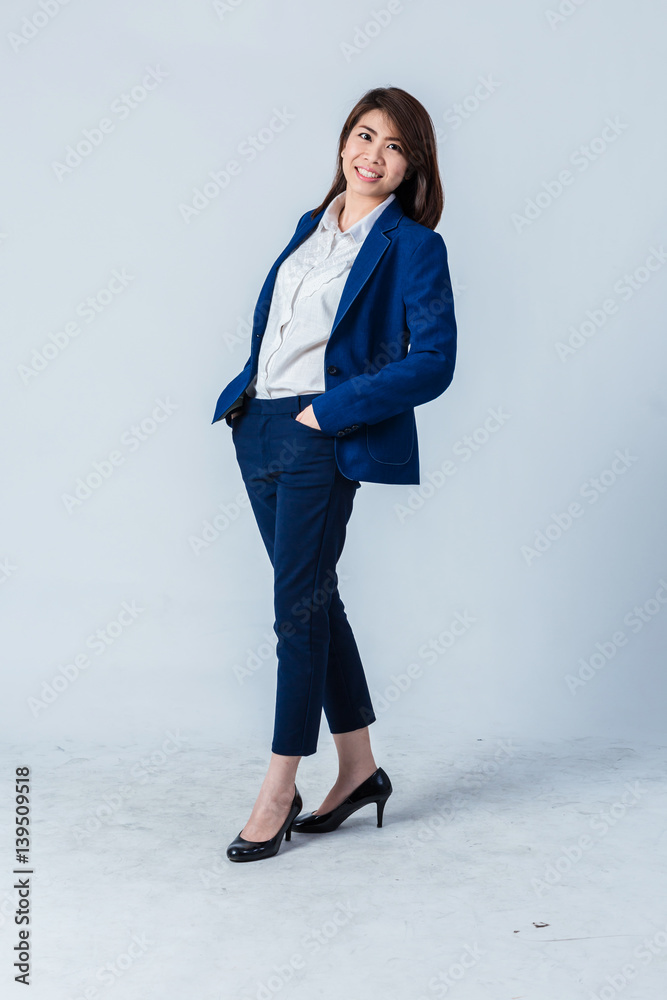 young asian businesswoman on white background