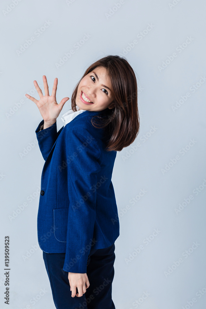 young asian businesswoman on white background