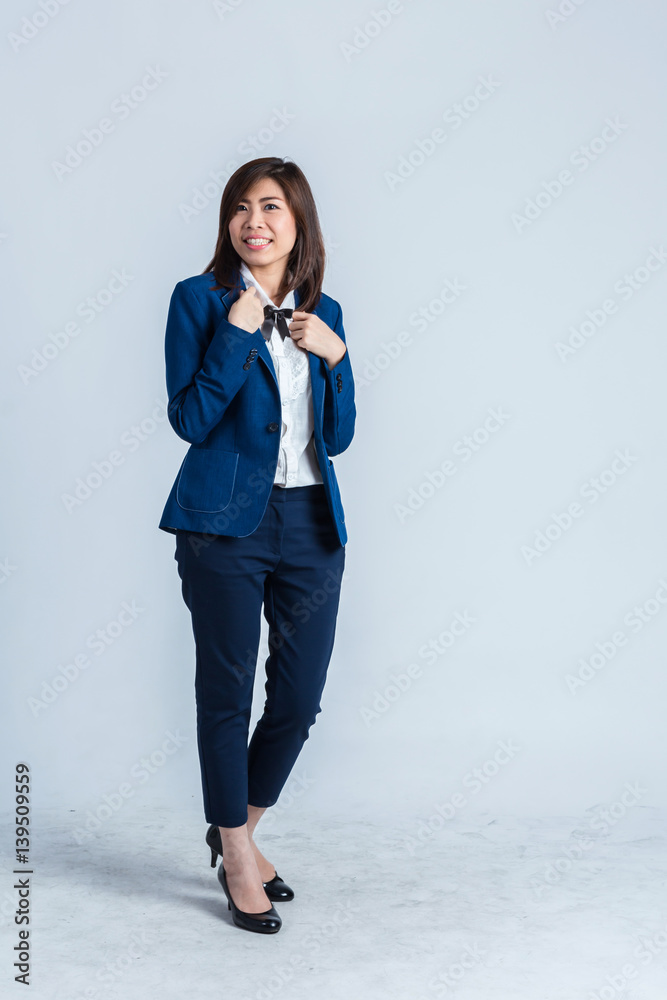 young asian businesswoman on white background