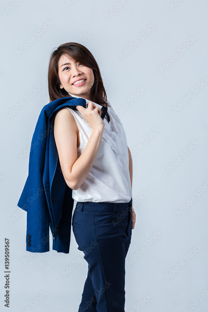 young asian businesswoman on white background