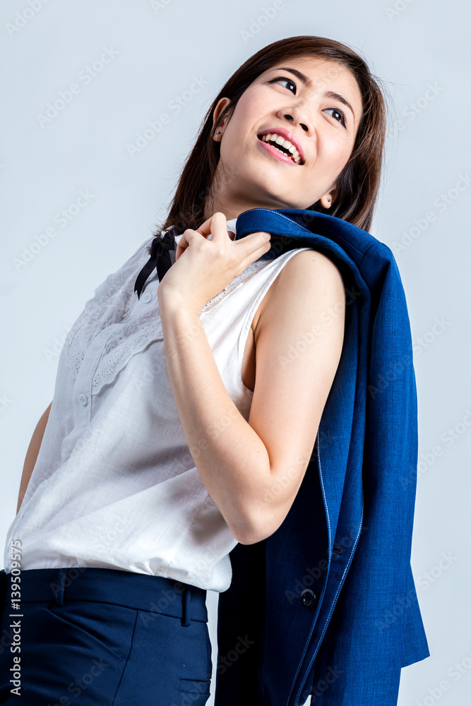 young asian businesswoman on white background