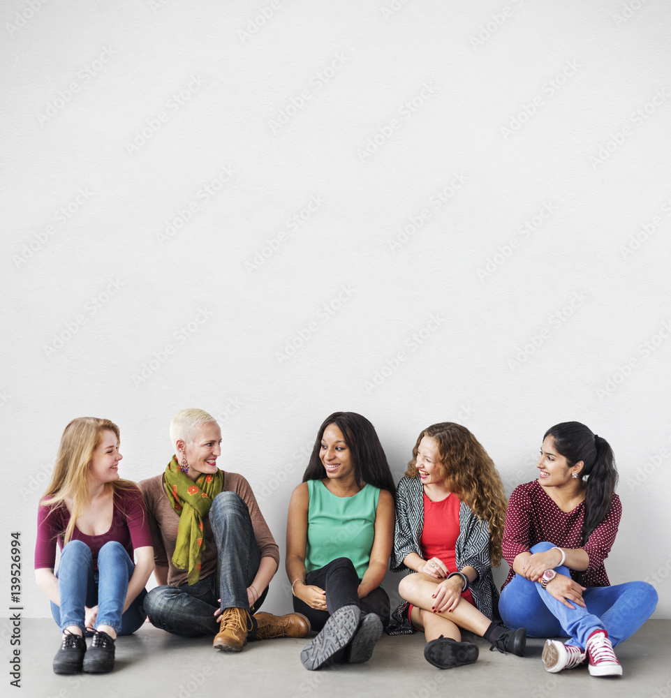 Girls Friendship Togetherness Talking Sitting Girlfriend Concept