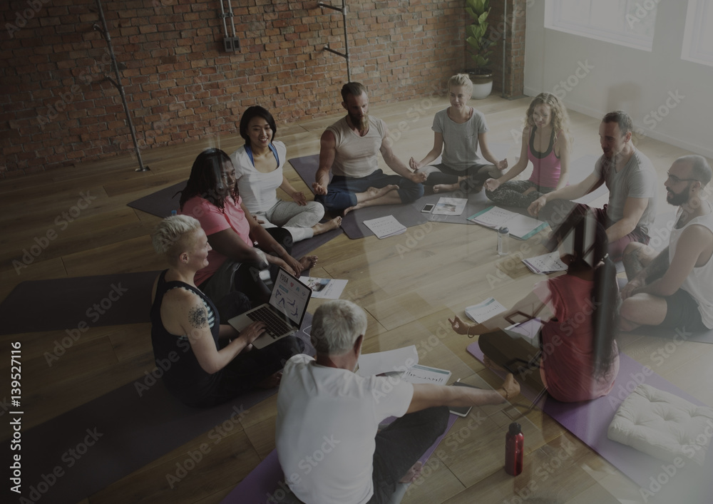 Diversity People Exercise Class Relax Concept