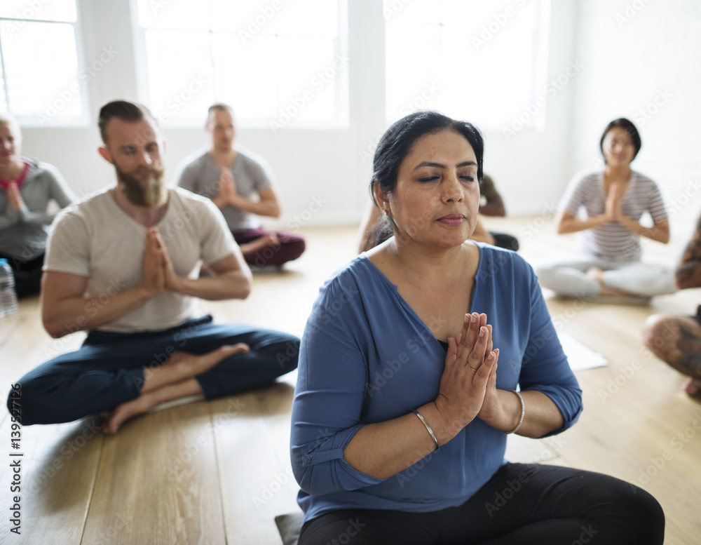 Diversity People Exercise Class Relax Concept