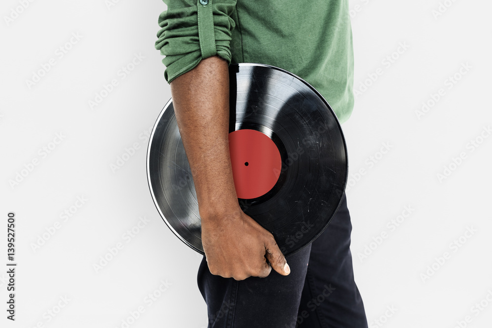 African Man Holding Record Concept