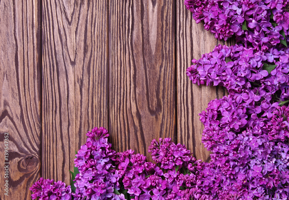 lilac flowers on a old wood