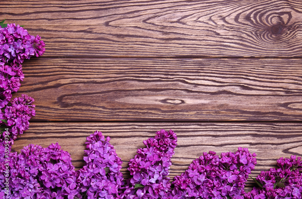 lilac flowers on a old wood