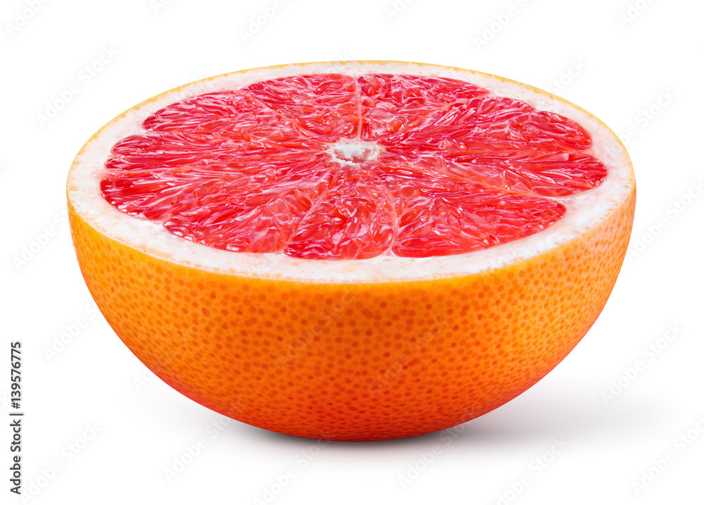 Grapefruit isolated on white background. Half of fresh fruit. With clipping path.