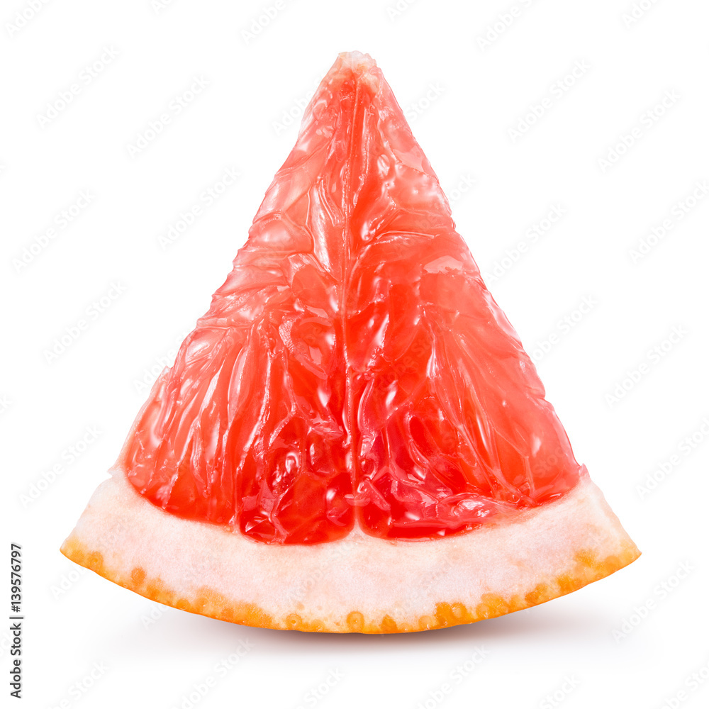 Grapefruit piece isolated on white background. Fresh fruit. With clipping path.