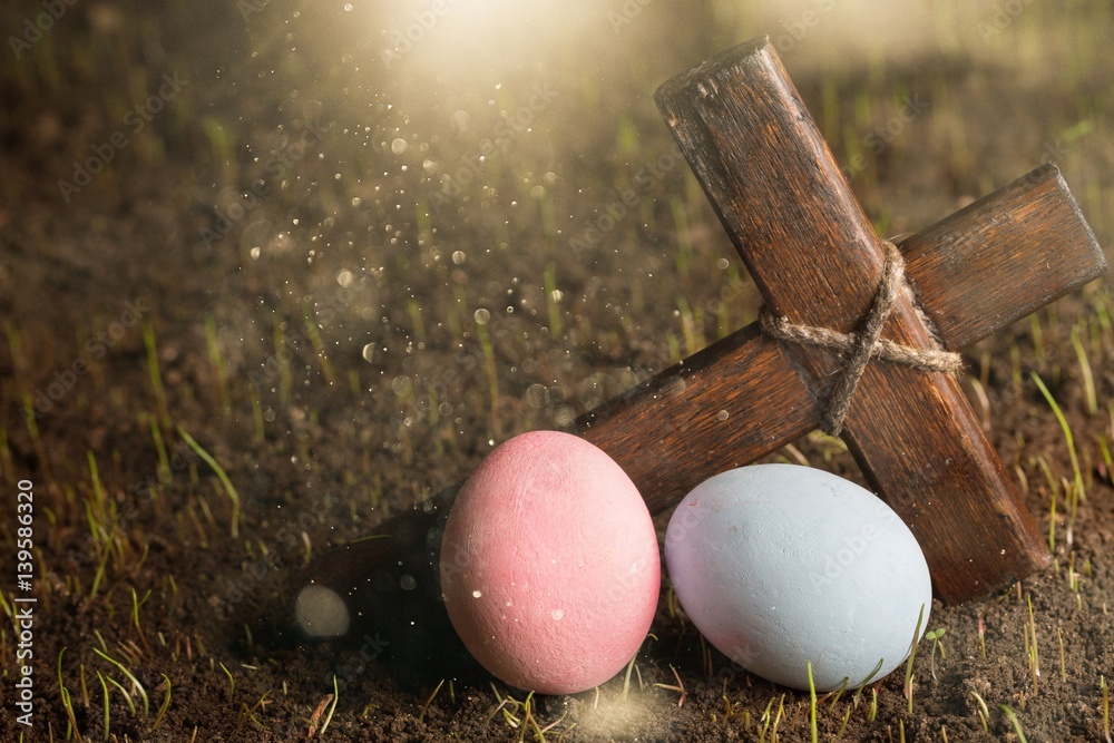 Cross and eggs.