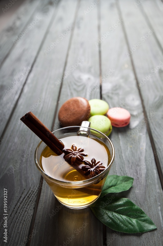 Tea and macaroon.