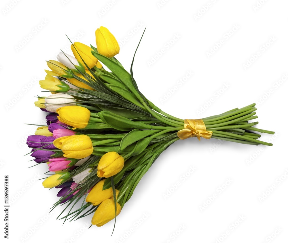 Spring flowers on desk.