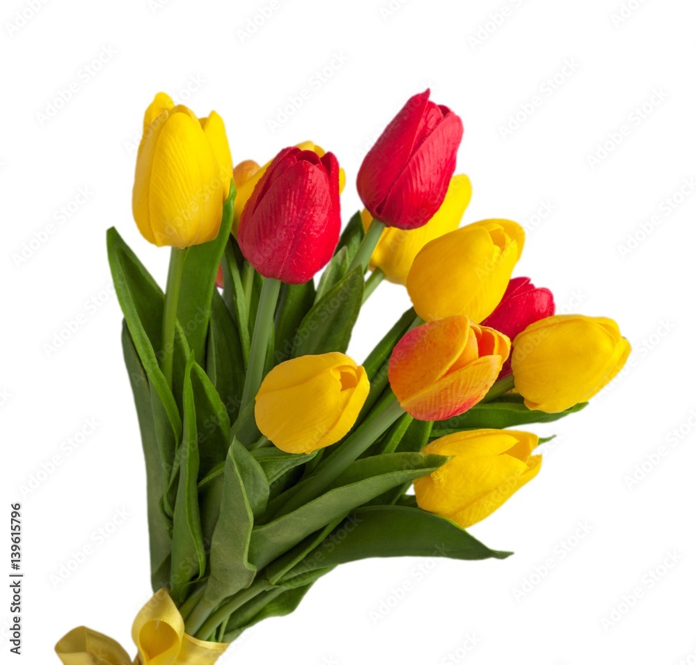 Spring flowers on desk.