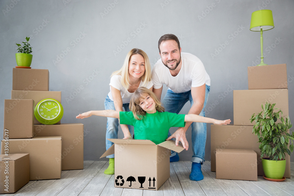 Family New Home Moving Day House Concept