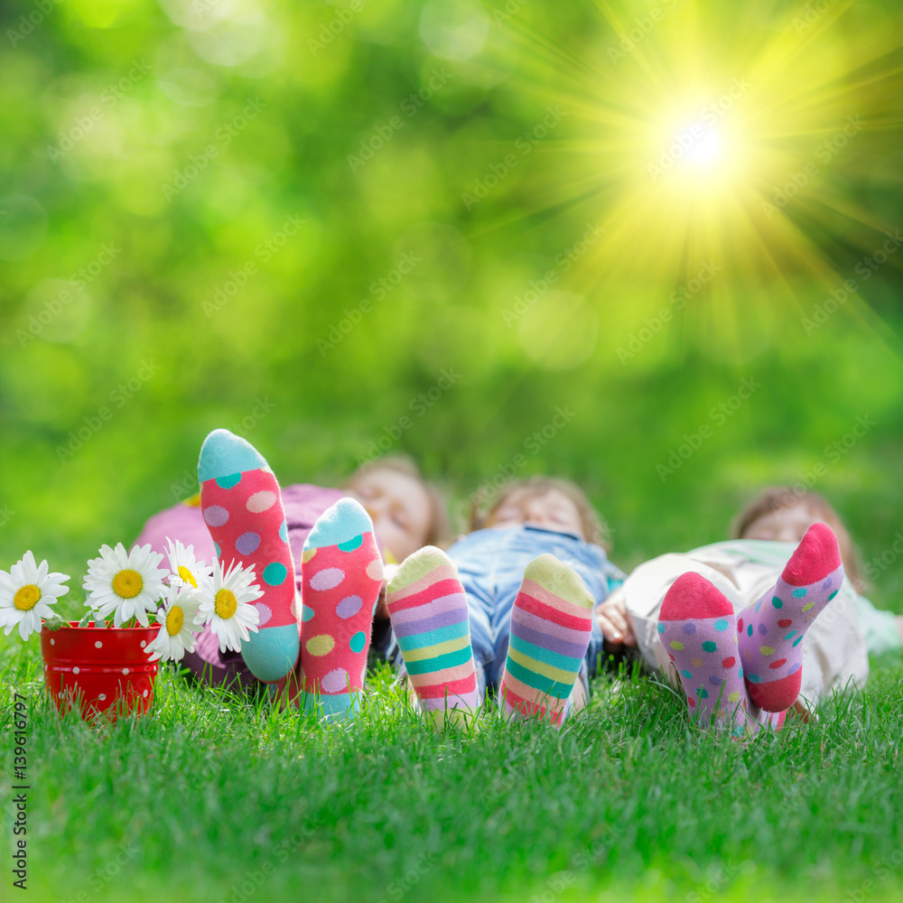 Happy children playing outdoors