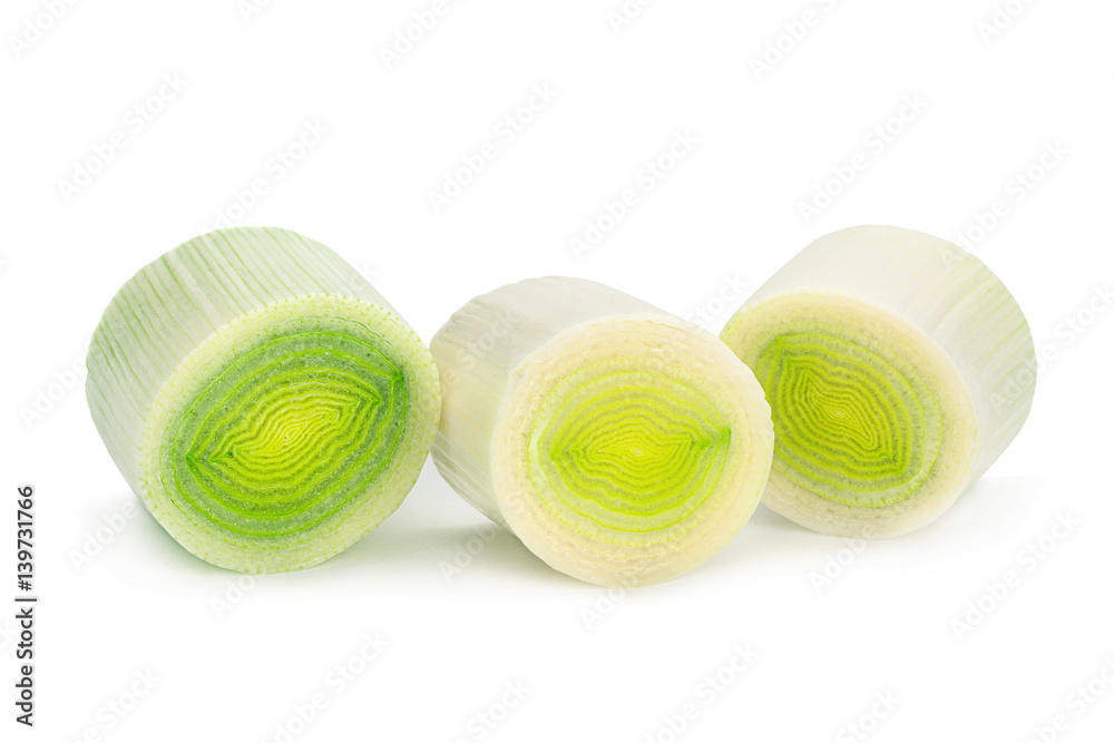 Leek vegetable on white