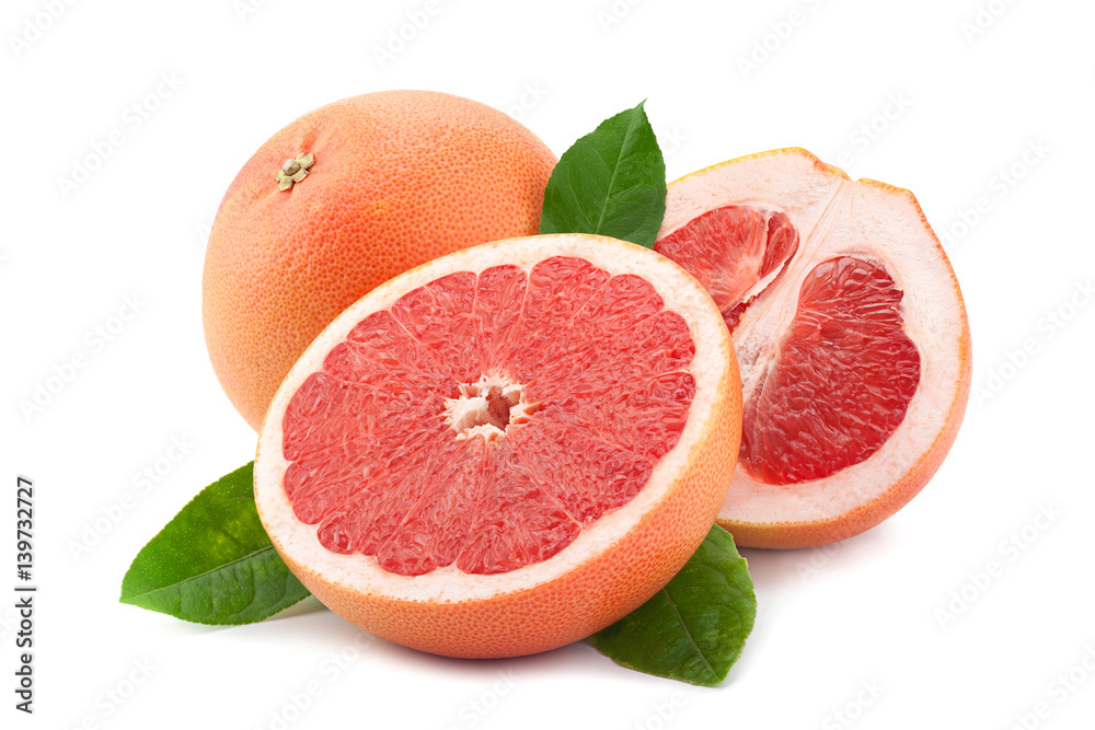 Orange grapefruit on white