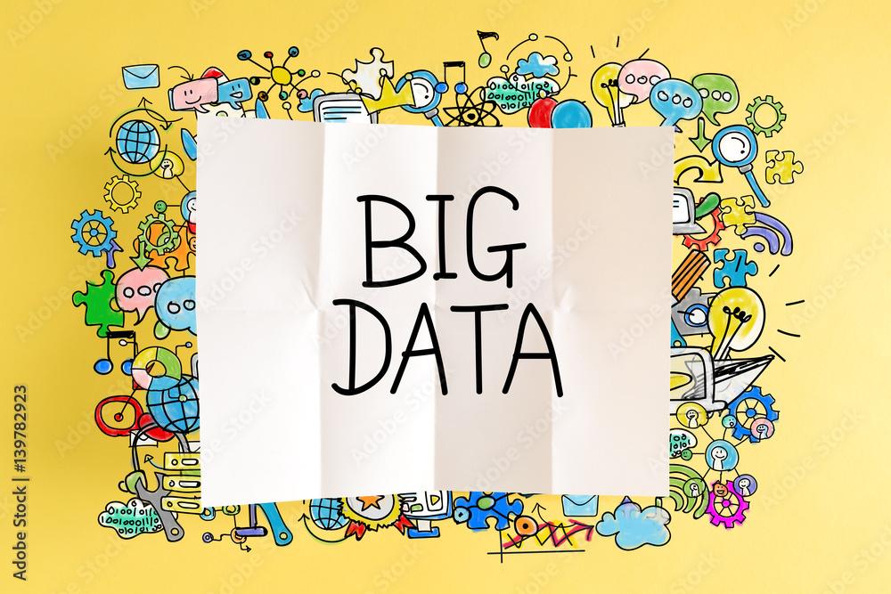 Big Data text with colorful illustrations