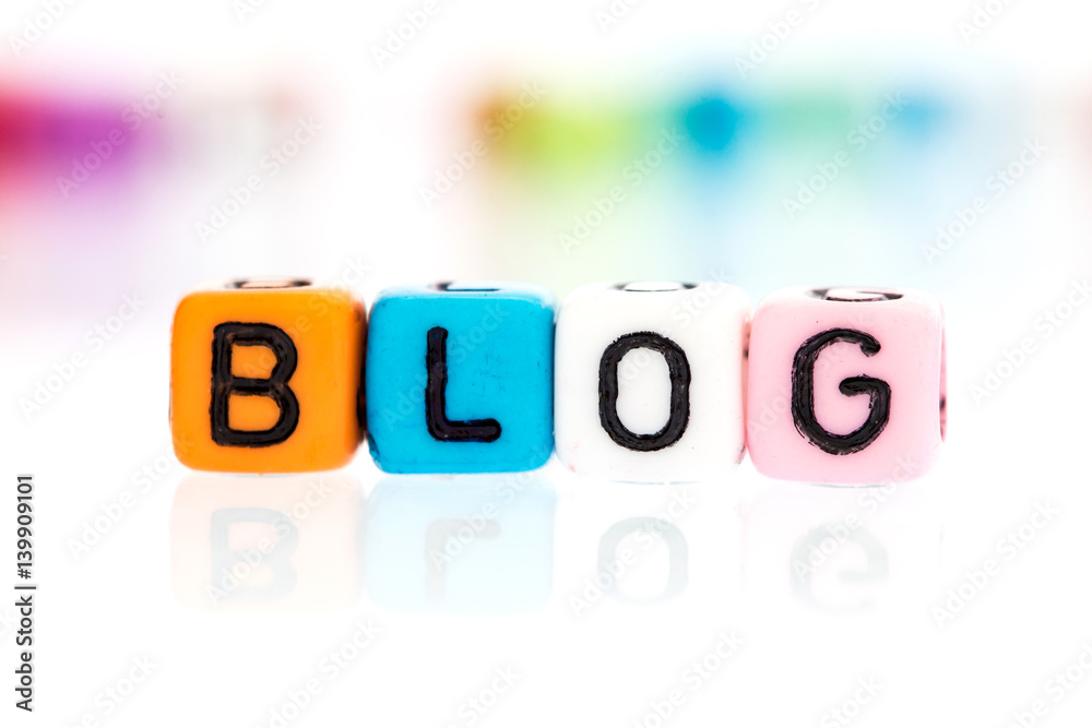 colorful alphabet  word cube of  BLOG