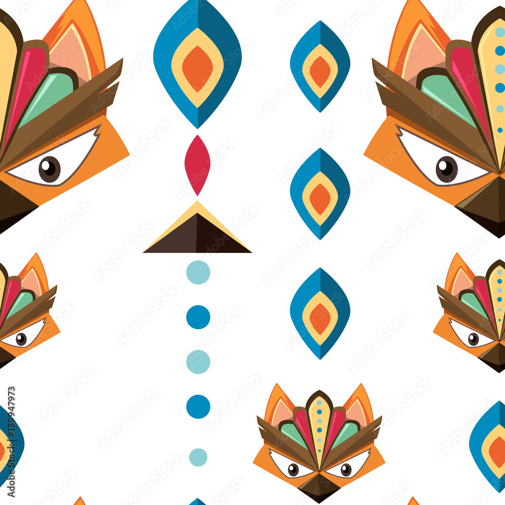 Seamless background design with animal masks