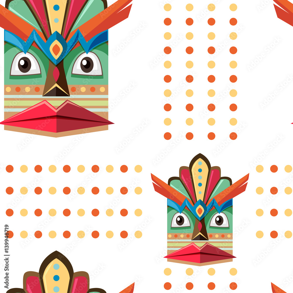 Seamless background design with wooden mask