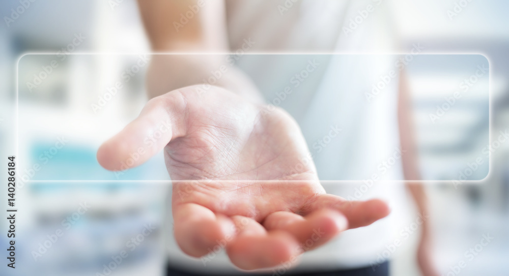 Businessman surfing on internet with digital tactile interface 3D rendering