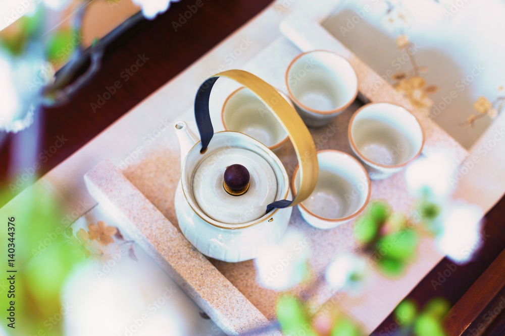 elegance japanese style tea set on table