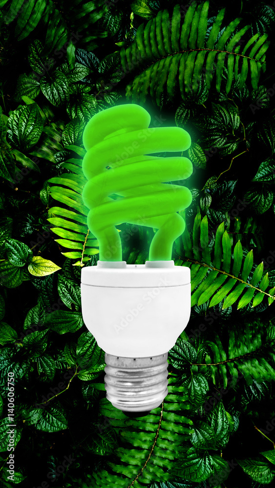 Green Fluorescent Light Bulb with clipping path