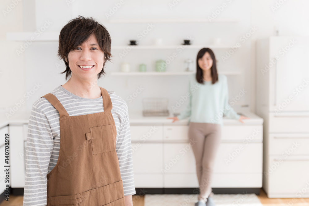 young asian couple in modern kitchen