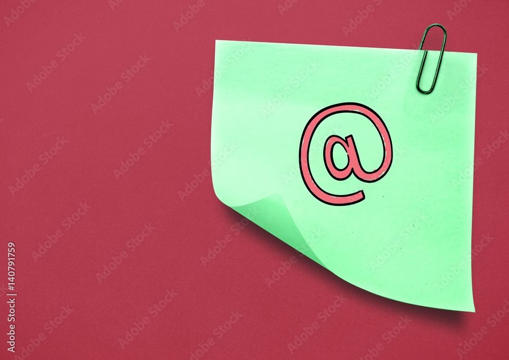 Sticky Note with Email icon against red background