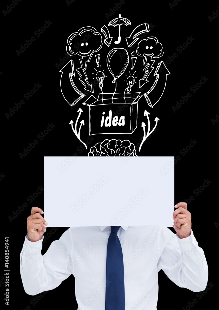 Man holding blank placard with idea concept