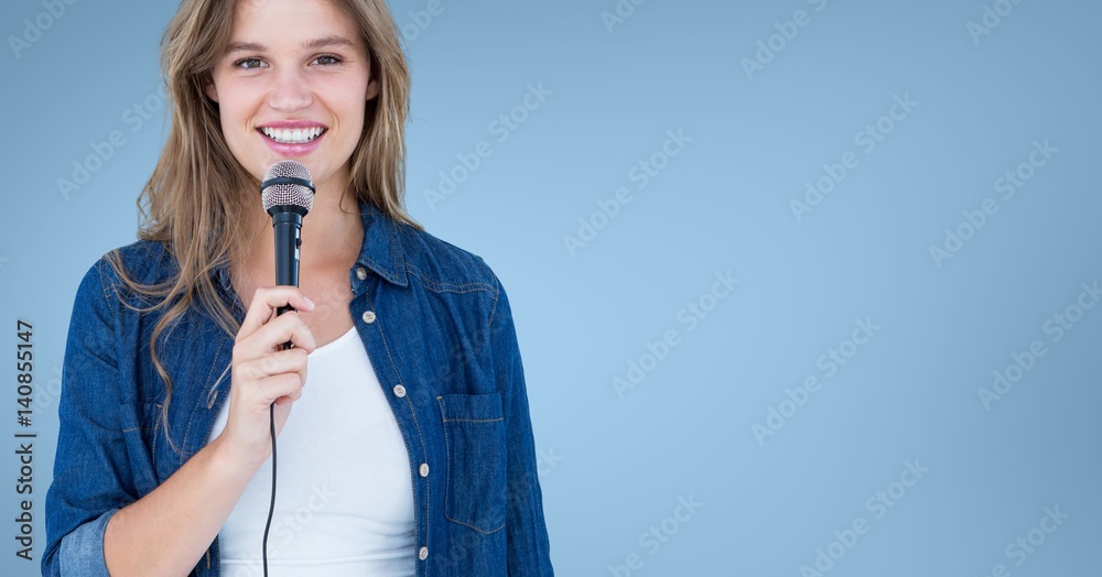 Woman speaking on microphone