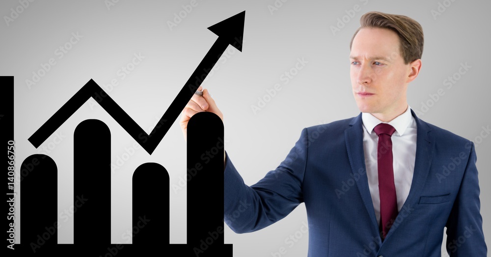 Businessman drawing a graph