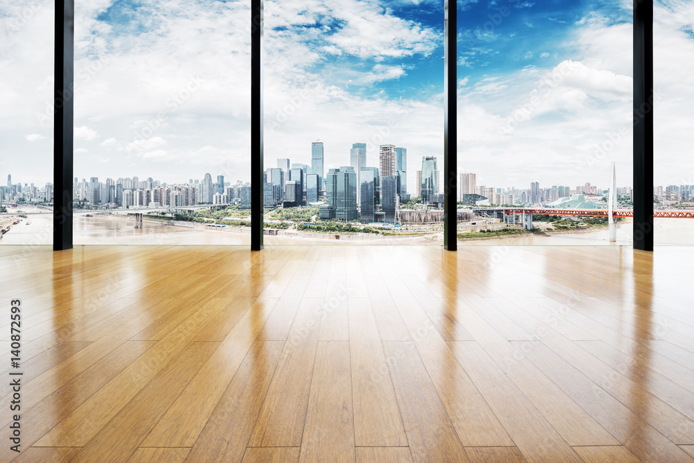 empty wooden floor with background