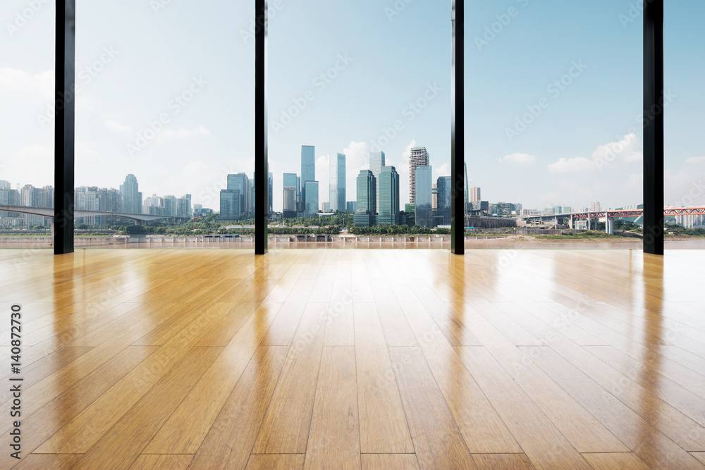 empty wooden floor with background