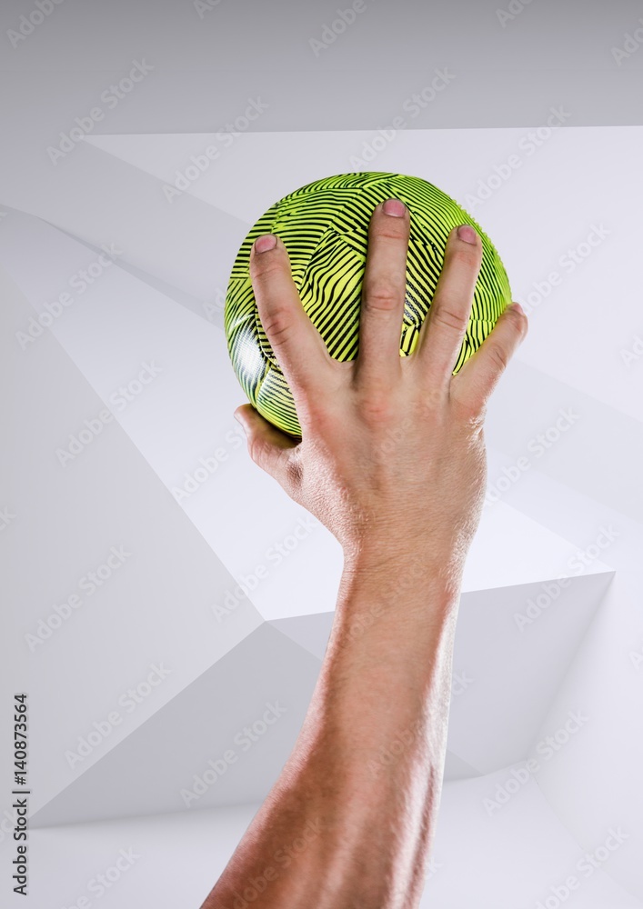 Athlete hand holding handball