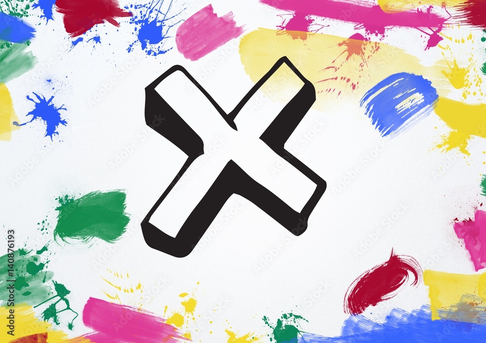 Cross with multi colored paint stroke